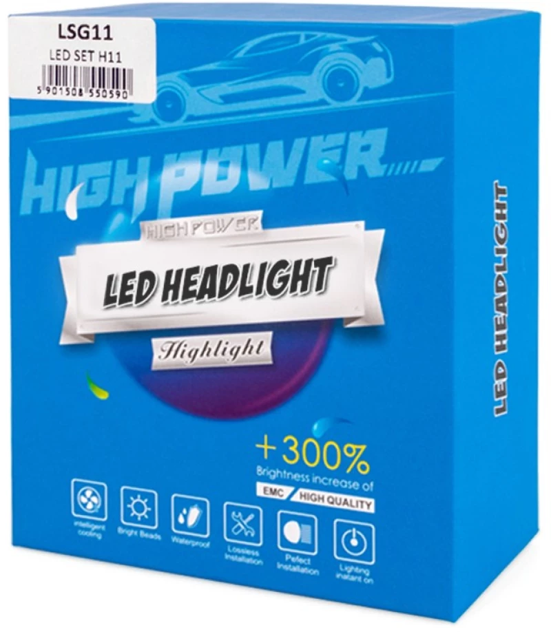 M-tech H11 9>24v 6.500k 5.000lm 50w Csp1860 Led Lsg Series +300% Kit M-tech - 2 Τεμ. Lsg11/mt