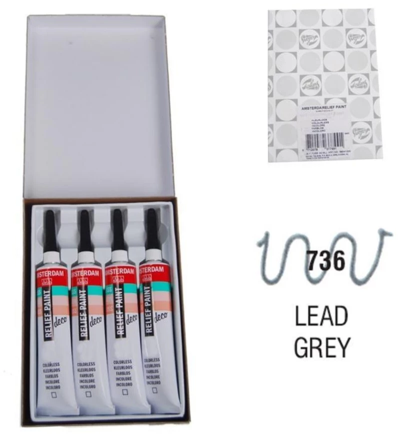 260579 Talens Χρώμα Decorfin Relief Paint 736 Lead Grey 20ml (σετ 4 Τεμαχιων)