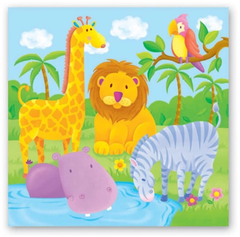 256029 Χαρτοπετσέτεσ `wild Animals` 12x12εκ. (σετ 6 Τεμαχιων)