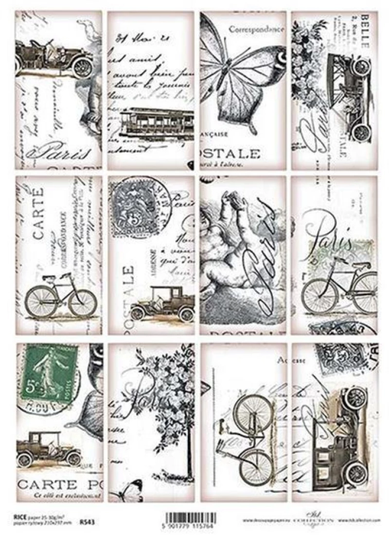 256086 Ριζόχαρτο `stamps` 21x29εκ. (itd-r543) (σετ 3 Τεμαχιων)