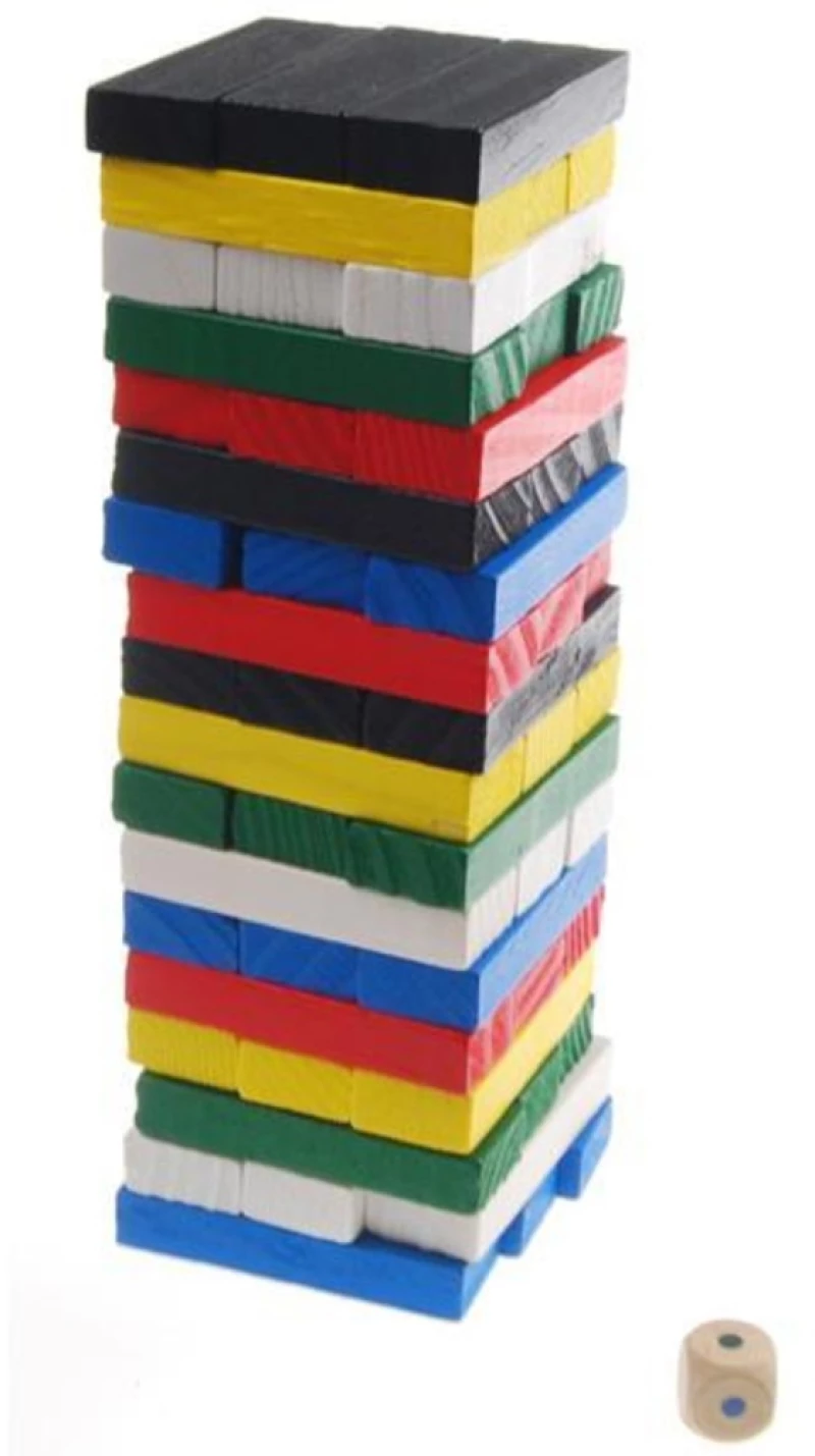 259642 Επιτραπέζιο Jenga Ξύλινο Χρωματιστό 54 Τεμαχίων Υ25x7x7εκ.