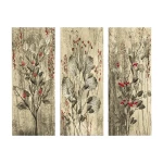 178057 Πινακασ Τριπτυχο Mdf Red Flowers And Berries 60x50x0,3 Εκ.