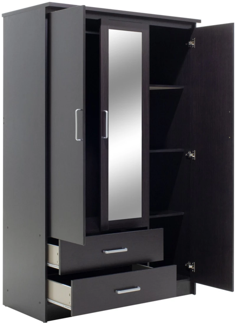 Ντουλάπα Ρούχων Τρίφυλλη Olympus Pakoworld Χρώμα Wenge 120x57x183εκ