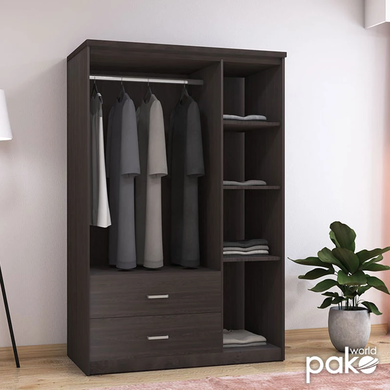 Ντουλάπα Ρούχων Τρίφυλλη Olympus Pakoworld Χρώμα Wenge 120x57x183εκ