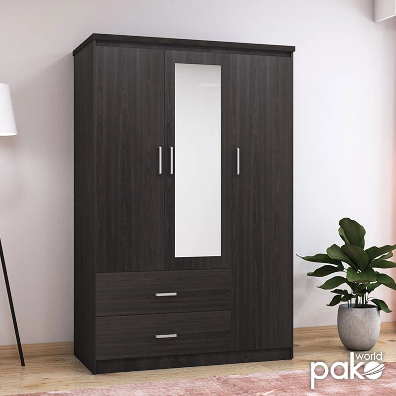Ντουλάπα Ρούχων Τρίφυλλη Olympus Pakoworld Χρώμα Wenge 120x57x183εκ