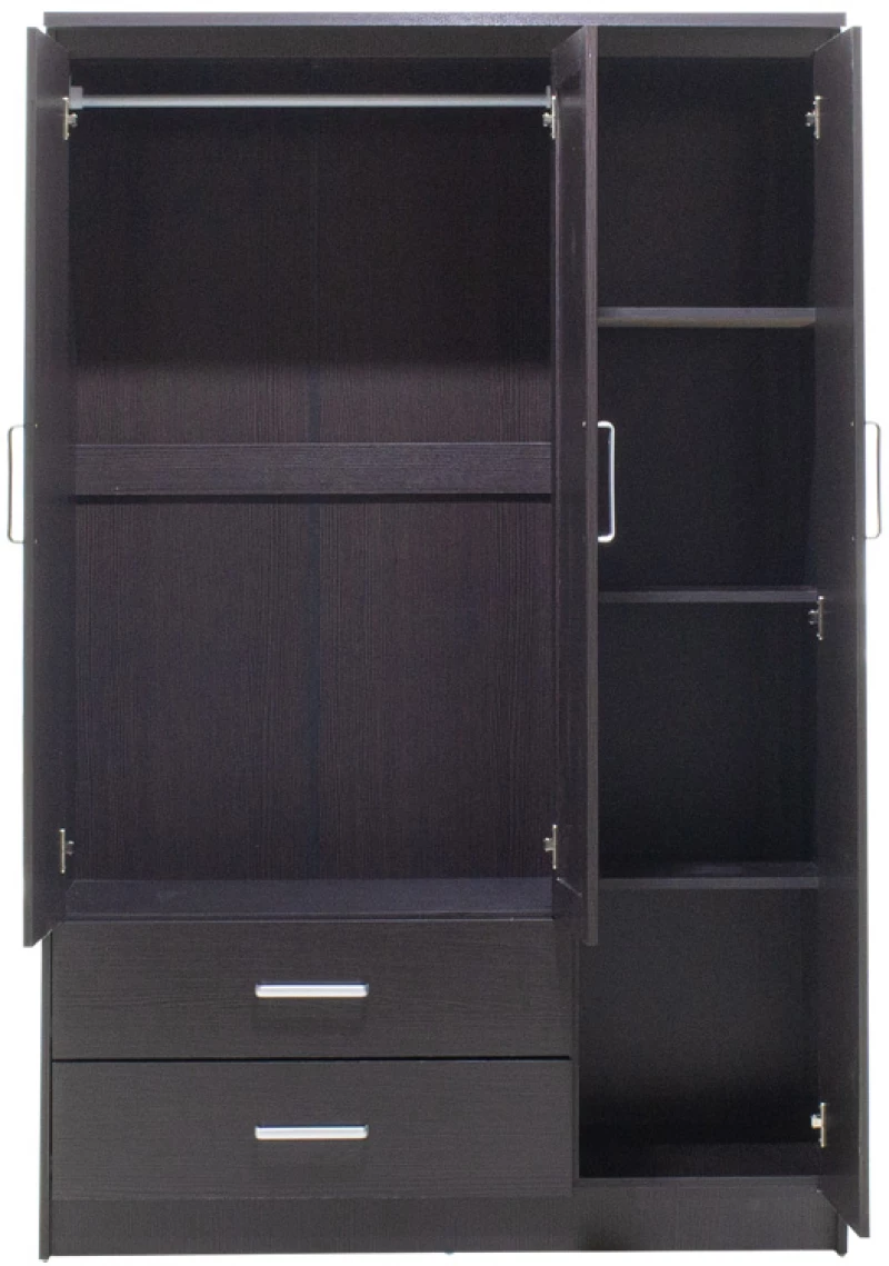 Ντουλάπα Ρούχων Τρίφυλλη Olympus Pakoworld Χρώμα Wenge 120x57x183εκ