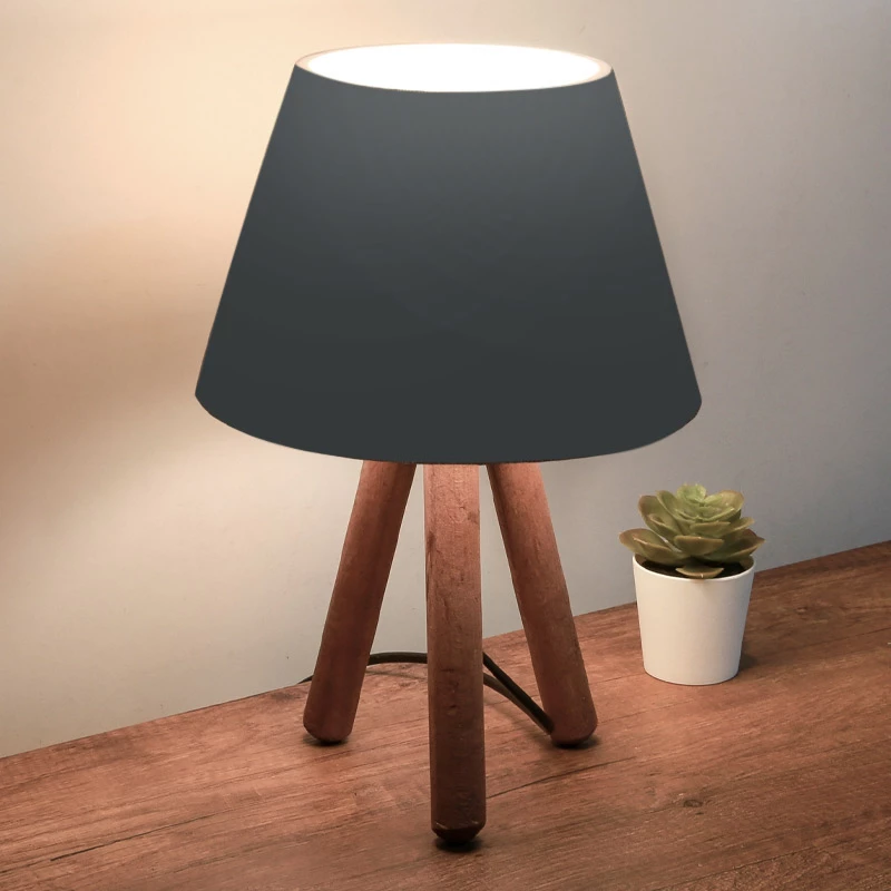 Φωτιστικό Επιτραπέζιο Lander Megapap Ύφασμα/pvc/ξύλο Χρώμα Μαύρο/καφέ 22x17x32εκ.