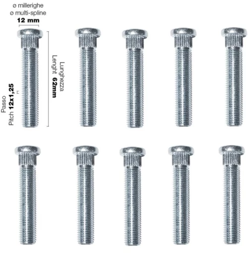 Μπουζονια 12x1.25 62mm 10τεμ.