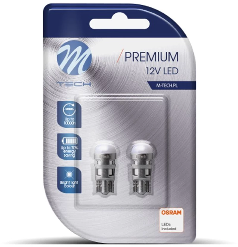 W5w T10 12v W2.1x9.5d 1xsmd3030 Led Osram Λευκο Blister 2τεμ. M-tech