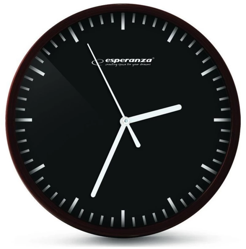 Esperanza Ρολόι Τοίχου Budapest Ehc010k, 20cm, Μαύρο-όψη Ξύλου