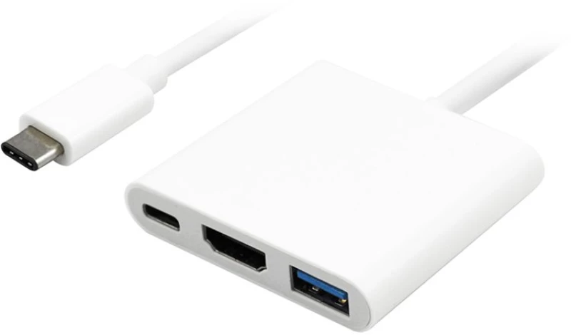 Powertech Αντάπτορας Type-c Σε Hdmi + Type-c + Usb 3.0 Pth-042 4k, Λευκό