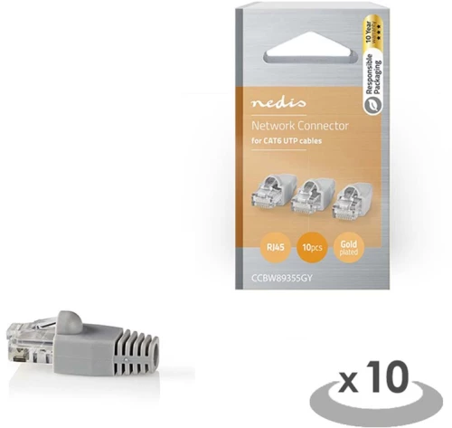 Nedis Ccbw89355gy Cat 6 Utp Network Connector Set Rj45 Male-free Strain Relief B