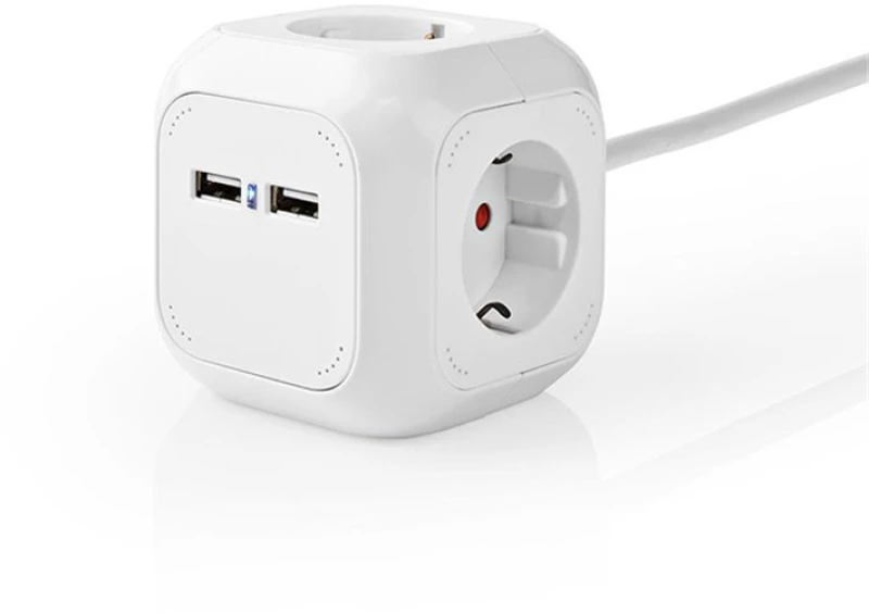 Nedis Exsoc415ufwt Extension Socket 4-way 1.50m 3680w H05vv-f 3g1.5mm² White