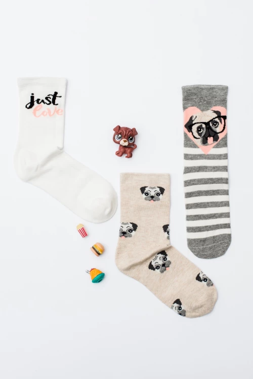 Vtex Socks Παιδικές Κάλτσες Σετ "Pug" 3τμχ