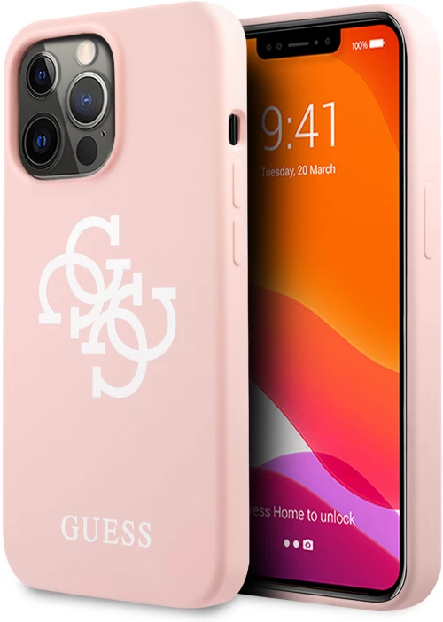 Guess "4G Logo Collection" Θήκη προστασίας από σιλικόνη – iPhone 13 Pro (Ροζ)