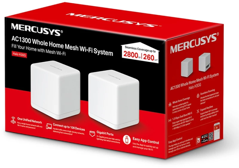 MERCUSYS Mesh Wi-Fi System Halo H30G, 1.3Gbps Dual Band, 2τμχ, Ver. 1.0