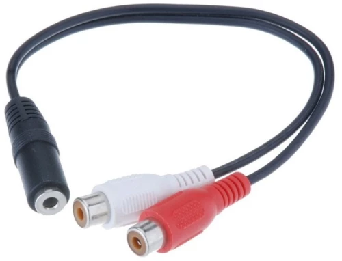 POWERTECH καλώδιο 3.5mm θηλυκό σε 2x RCA θηλυκό CAB-R012 0.20m, μαύρο