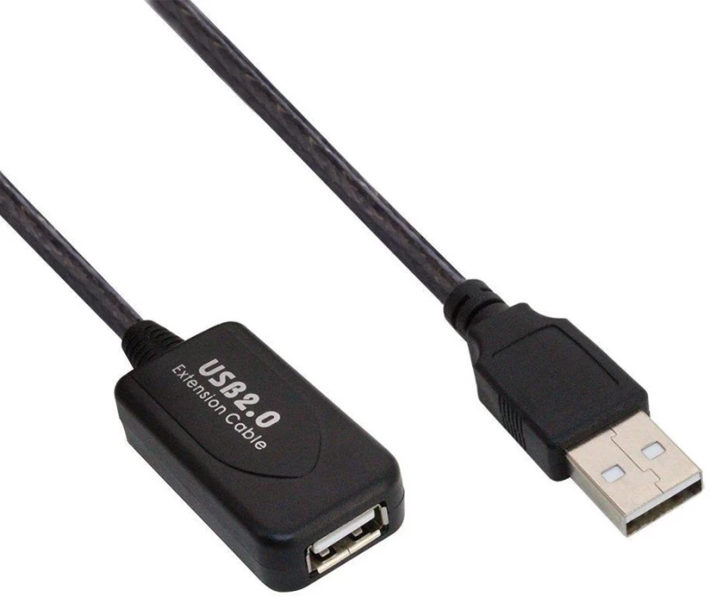 POWERTECH καλώδιο USB αρσενικό σε θηλυκό με ενισχυτή CAB-U056 25m, μαύρο