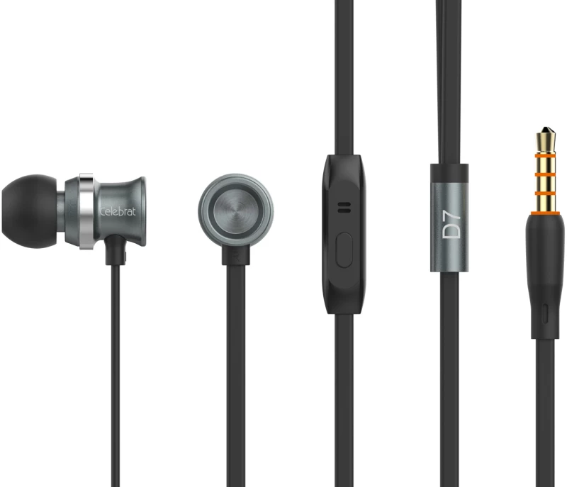CELEBRAT Earphones με μικρόφωνο D7, 10mm, 3.5mm, 1.2m, μαύρα