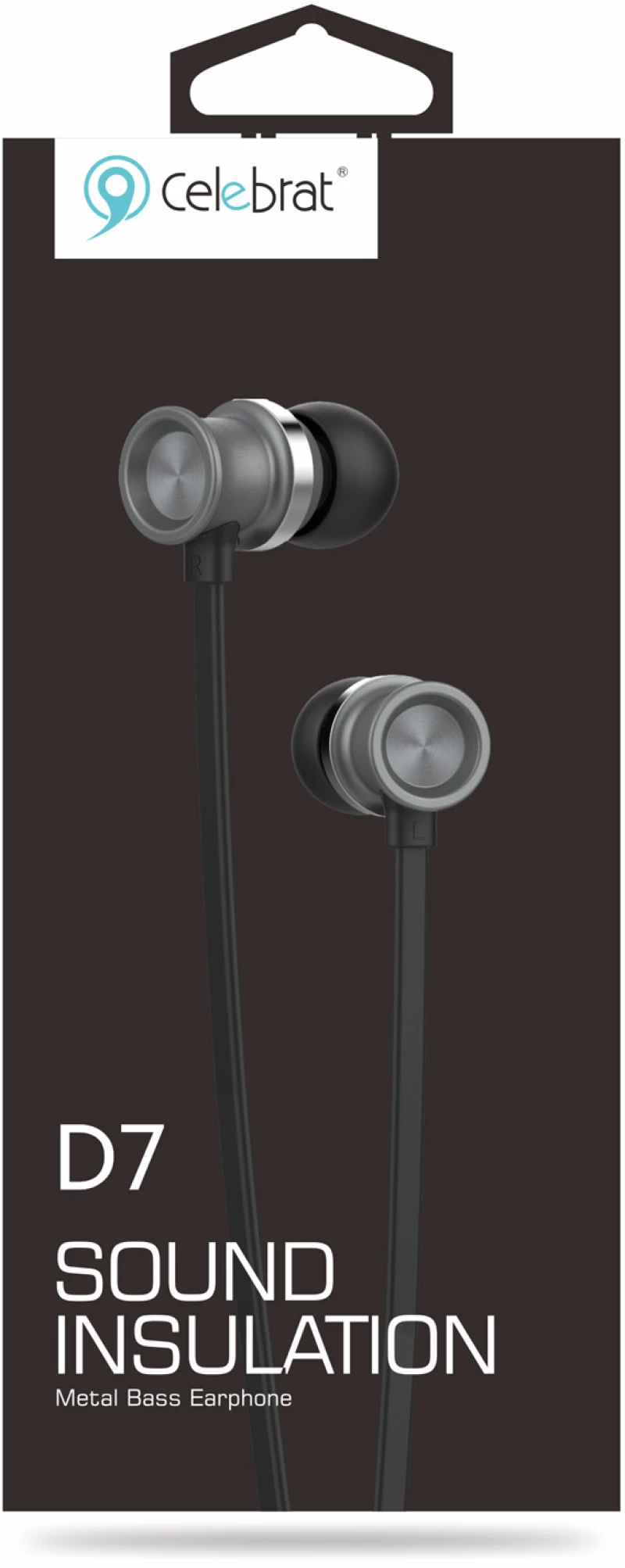 CELEBRAT Earphones με μικρόφωνο D7, 10mm, 3.5mm, 1.2m, μαύρα