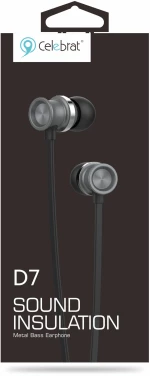 CELEBRAT Earphones με μικρόφωνο D7, 10mm, 3.5mm, 1.2m, μαύρα