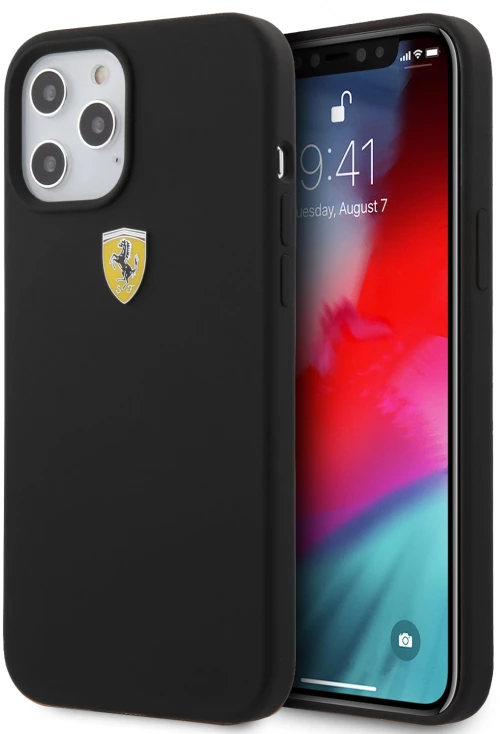Ferrari "On Track" Liquid Silicone Case Θήκη προστασίας – iPhone 12 Pro Max (Μαύρη/3D Logo)