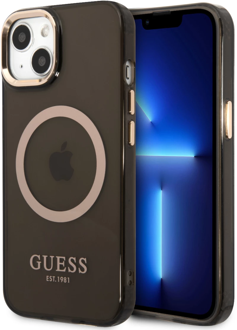 Guess Translucent MagSafe Compatible Back Cover Διάφανη Θήκη προστασίας συμβατή με MagSafe – Apple iPhone 13 (Μαύρο)