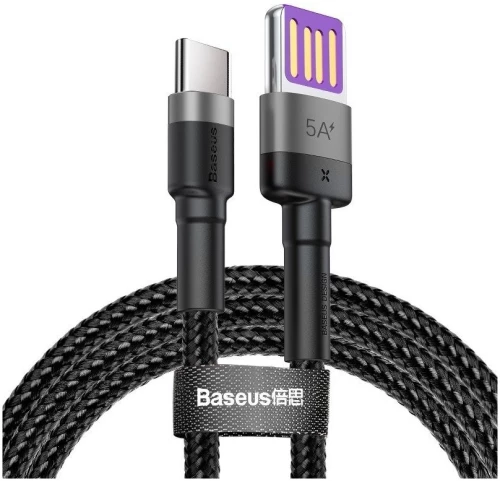 Baseus Καλώδιο USB-C Cafule Huawei SuperCharge, QC 3.0, 5A 1m Black & Grey