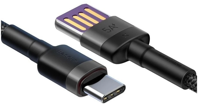 Baseus Καλώδιο USB-C Cafule Huawei SuperCharge, QC 3.0, 5A 1m Black & Grey