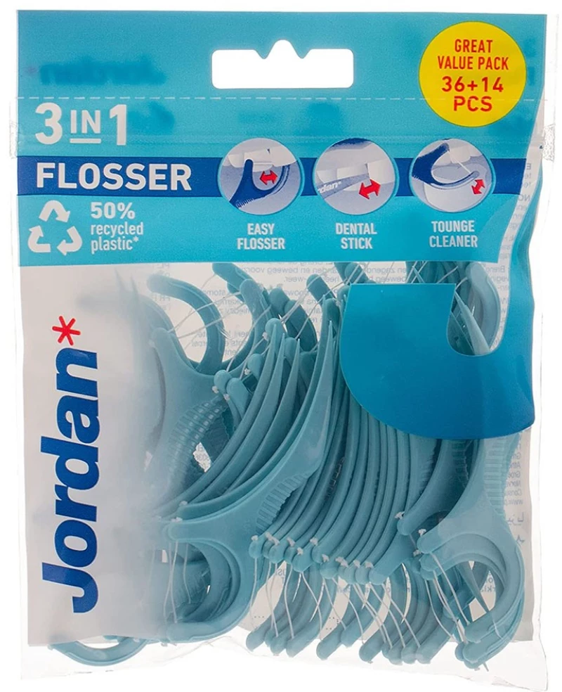 Jordan | 3 in 1 Flosser-Οδοντικό Νήμα 36τεμάχια και 14 τεμάχια Δώρο