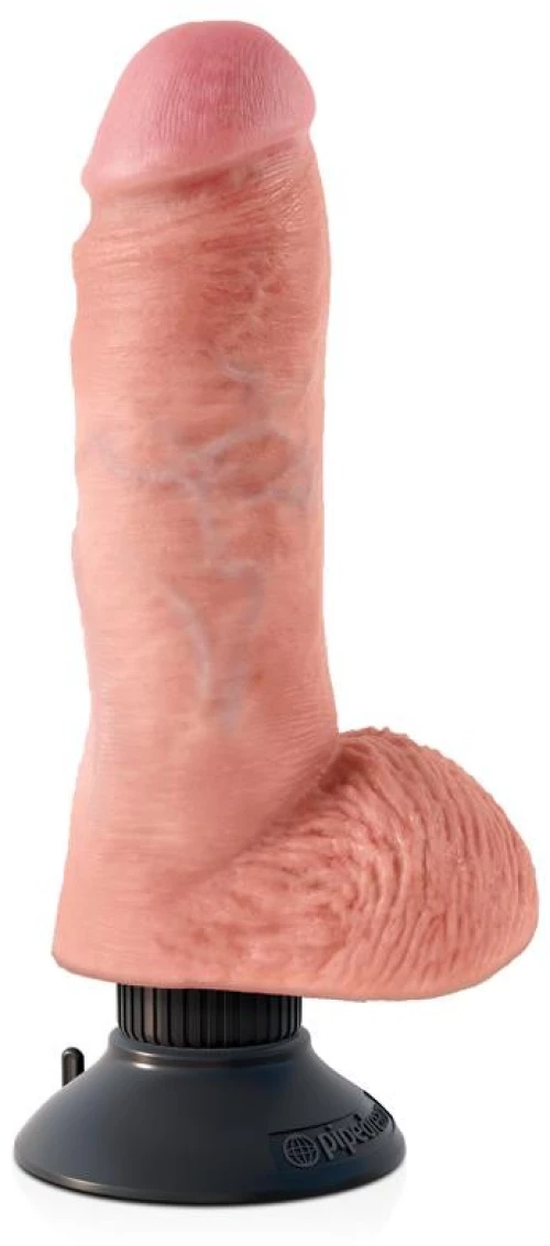 KING COCK VIBRATING COCK WITH BALLS 8" FLESH – ΟΜΟΙΩΜΑ ΠΕΟΥΣ ΜΕ ΔΟΝΗΣΗ & ΟΡΧΕΙΣ 20.3 εκ