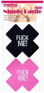 LOVETOY PACK NIPPLE COVERS CROSS BLACK AND PINK FUCK ME