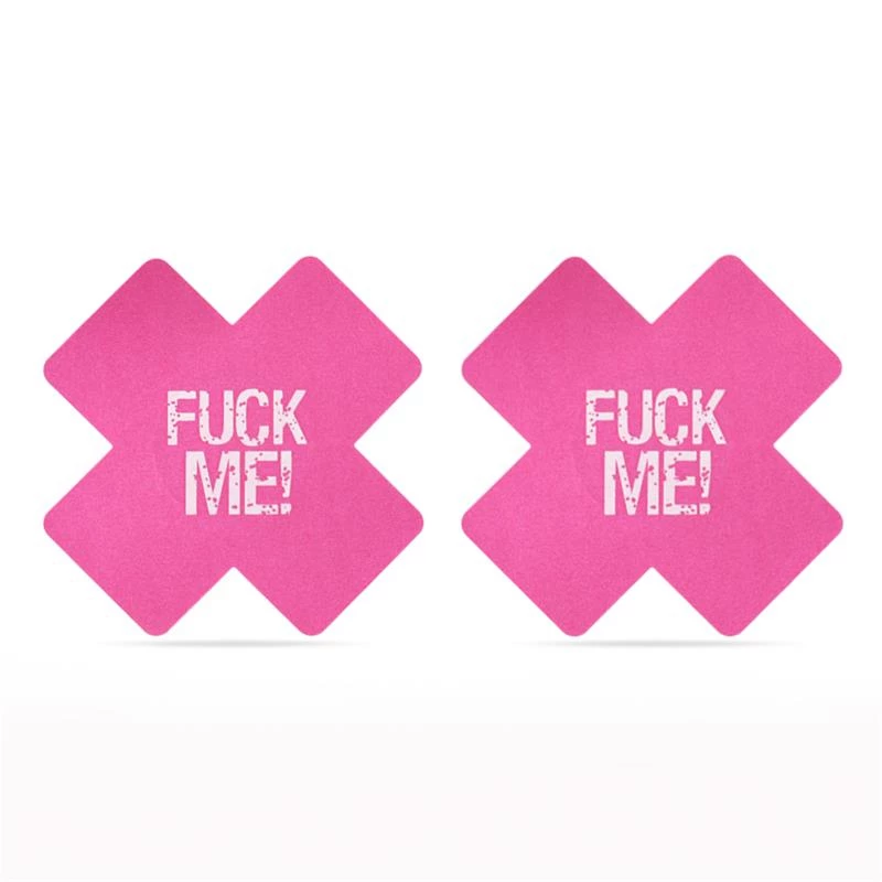 LOVETOY PACK NIPPLE COVERS CROSS BLACK AND PINK FUCK ME