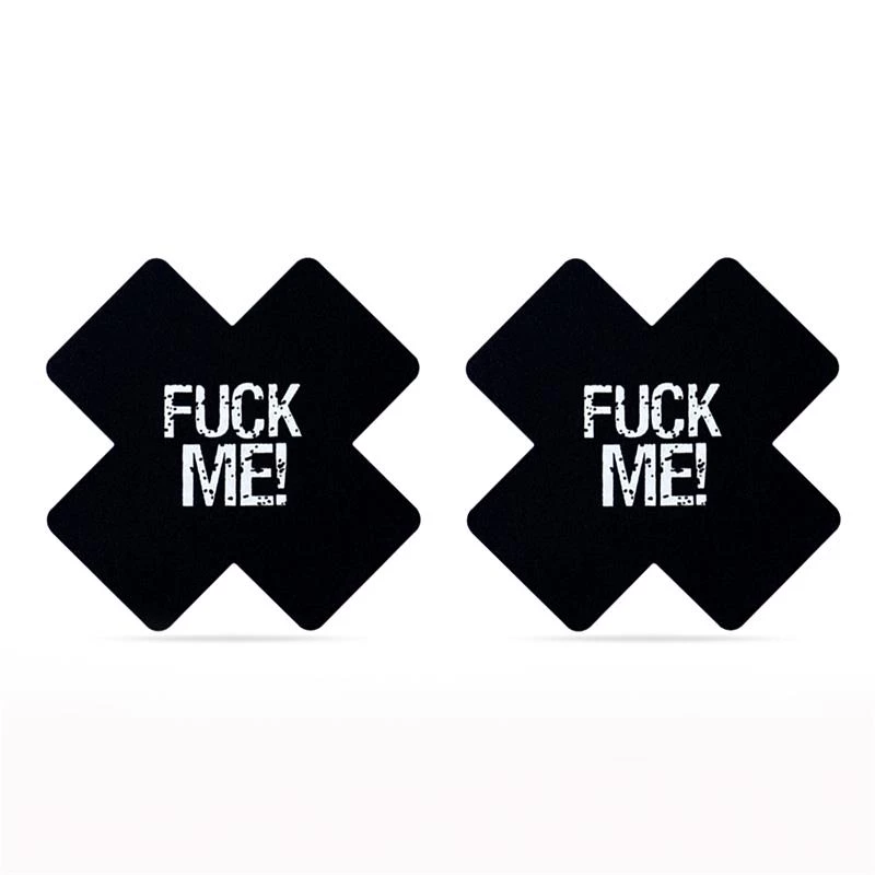 LOVETOY PACK NIPPLE COVERS CROSS BLACK AND PINK FUCK ME