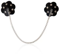FETISH ADDICT SELF-ADHESIVE FLOWER SHAPED NIPPLE COVER WITH CHAIN