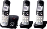Panasonic KX-TG6823 Ασύρματο Τηλέφωνο (Τριπλό Σετ) σε Μαύρο Χρώμα