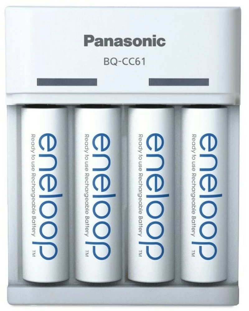 Panasonic Eneloop Basic BQ-CC61 USB USB Φορτιστής 4 Μπαταριών Ni-MH Μεγέθους AA/AAA Σετ με 4x AA 2000mAh σε Λευκό χρώμα