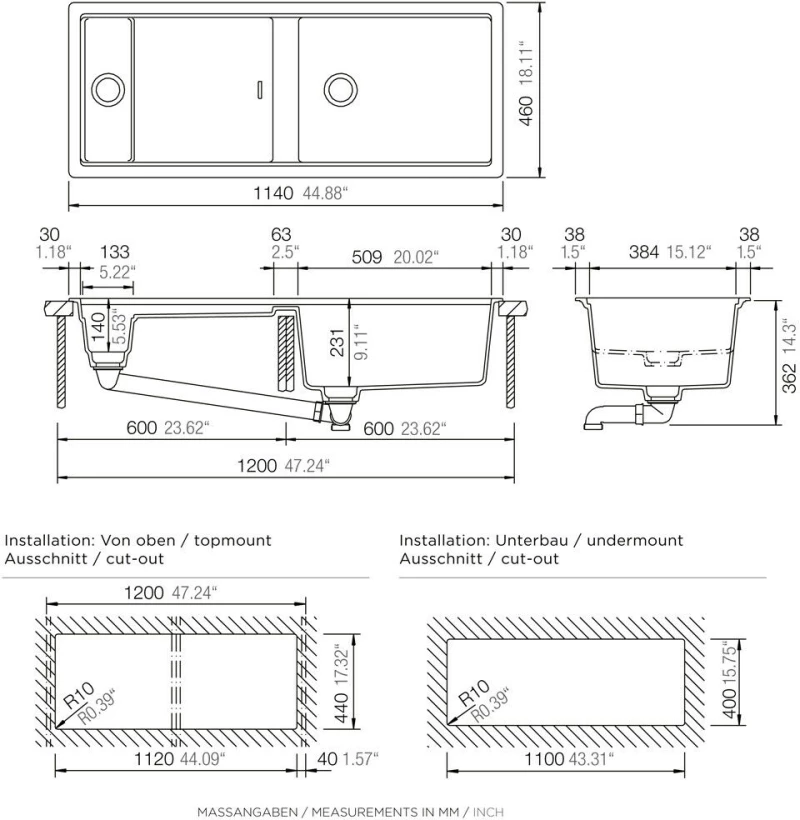 Schock Prepstation 81500 Silverstone - Νεροχύτης Κουζίνας Γρανίτη 114x46