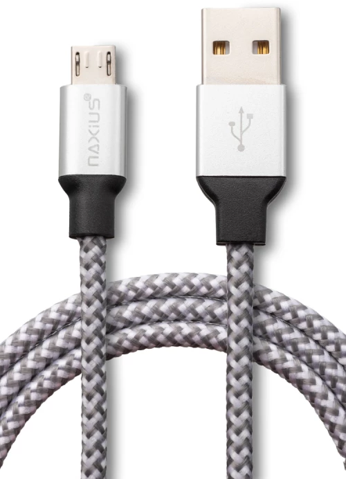 Naxius Cable Braided Micro USB CBM-11 Fast Charging & Data 1m Grey-White Naxius
