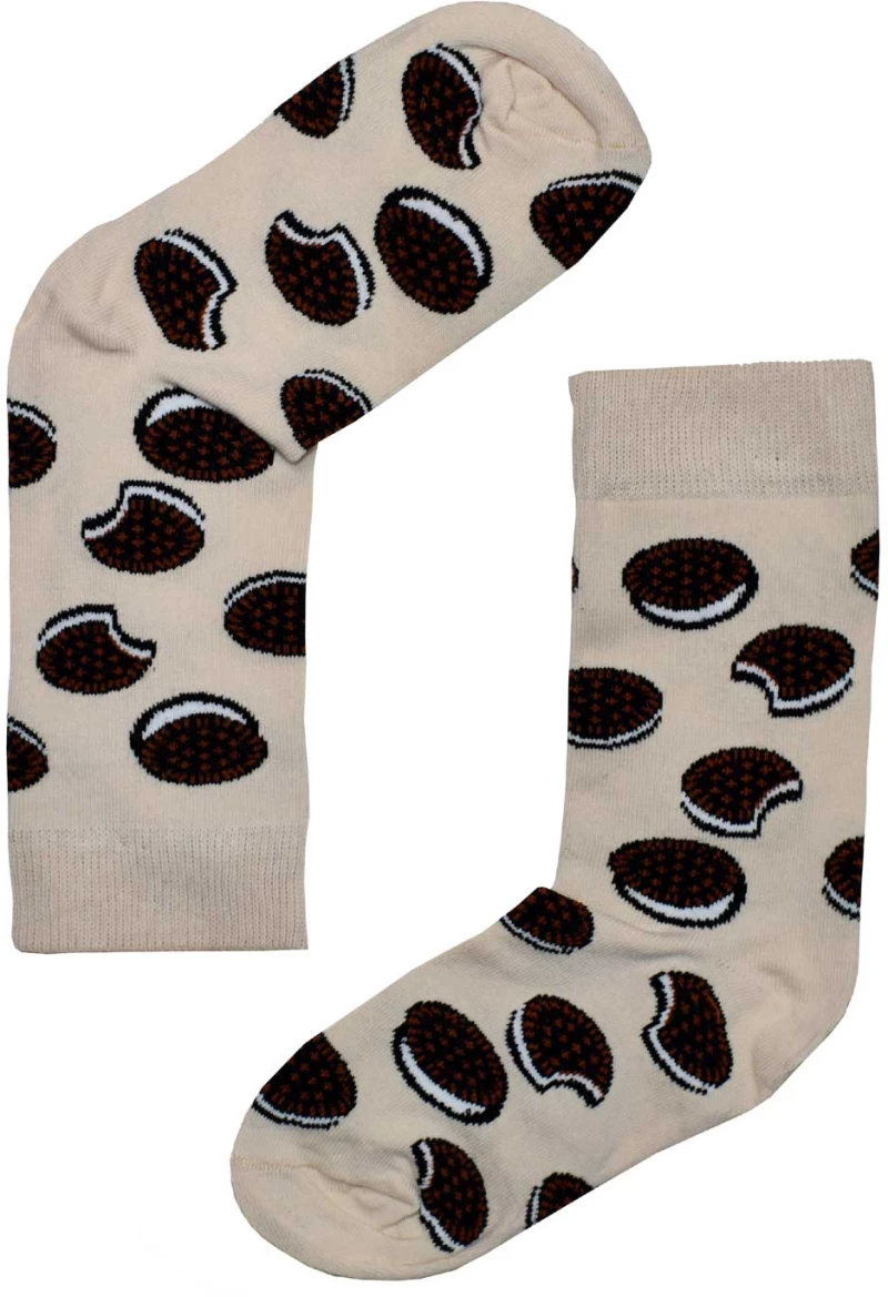 Κάλτσα Casual UNISEX με Trendy Σχέδιο Μπεζ Cookies