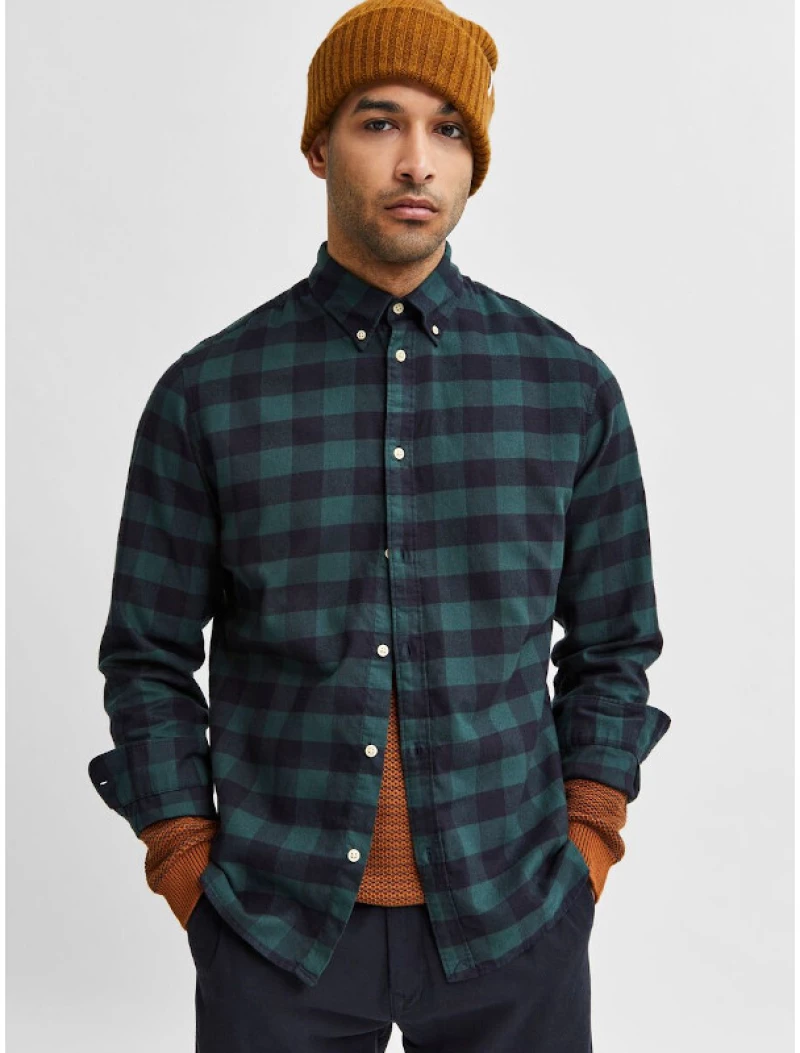 Πουκάμισο ανδρικό "FLANNEL spruce" SELECTED