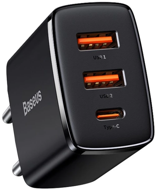 Baseus Compact quick charger USB Type C  2x USB 30W 3A Power Delivery Quick Charge black CCXJ-E01