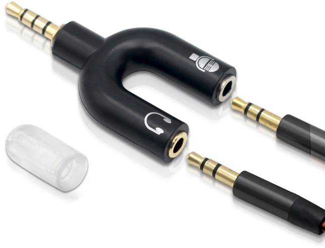 POWERTECH Splitter 3.5mm 4pin (M) σε 2x 3.5mm 4pin (F) CAB-J043, μαύρο