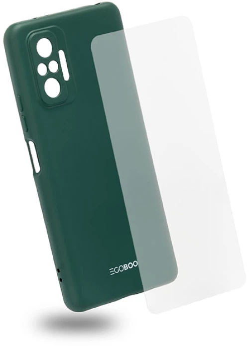 EGOBOO Case TPU Pine Green +Tempered Glass(Xiaomi Redmi Note 10S)