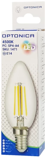 OPTONICA LED λάμπα Candle C35 Filament 1471, 4W, 4500K, E14, 400lm