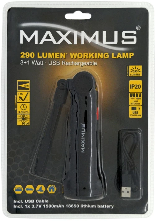 Φακός Εργασίας Duracell Maximus 3+1 Watt IP20 290 Lumens/Απόσταση 19m/Διάρκεια: 7h Μαύρος