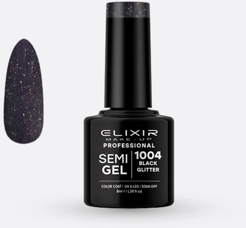 ΗΜΙΜΌΝΙΜΟ ΒΕΡΝΊΚΙ 8ML – #1004 (BLACK GLITTER)
