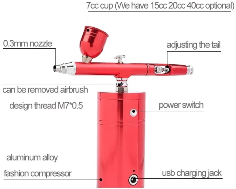 ΑΕΡΟΓΡΑΦΟΣ BEAUTY AIRBRUSH SYSTEM  (RED)