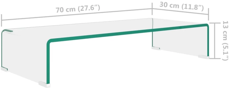 vidaXL Βάση Τηλεόρασης/Οθόνης Διάφανη 70 x 30 x 13 εκ. Γυάλινη 70 x 30 x 13 cm Διαφανές