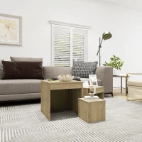 vidaXL Τραπεζάκια Ζιγκόν Σετ 3 τεμ. Sonoma Δρυς από Μοριοσανίδα N/A Καφέ